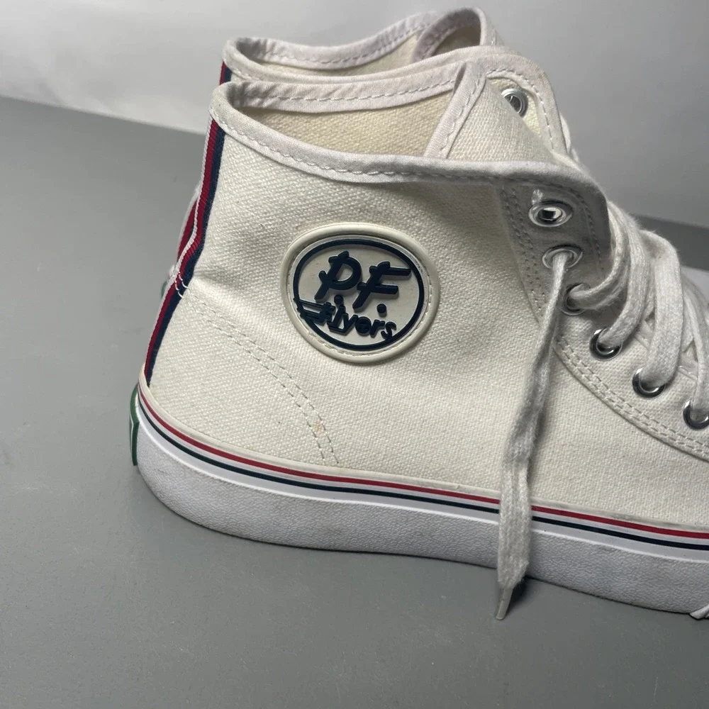 P.F. Flyers Center High Top White Canvas Shoes Sneakers Men's 6.5 Women's 8